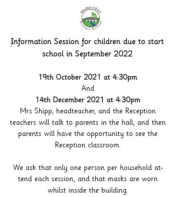 Suffolk Academic Calendar 2023 Moulton Cevc Primary School - Admissions